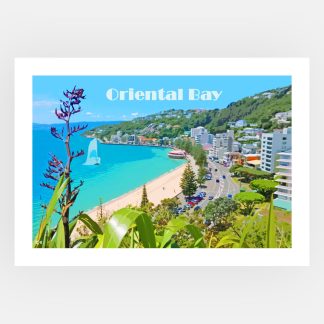 Oriental Bay Wellington travel poster
