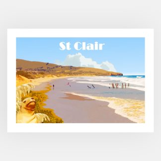 St Clair Beach Dunedin travel poster