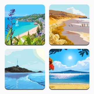 Set of four New Zealand coasters