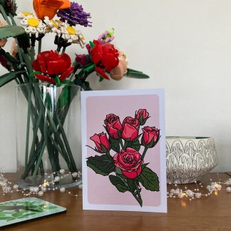 Pink roses greeting card